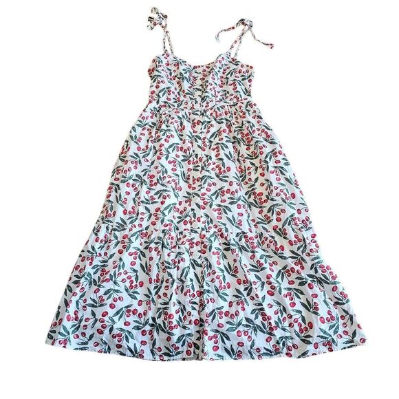Code X mode womens Sz S white red all over cherries print midi dress - Picture 3 of 8